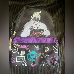 Disney Villains Black and Purple Mini Backpack Ursula on Front